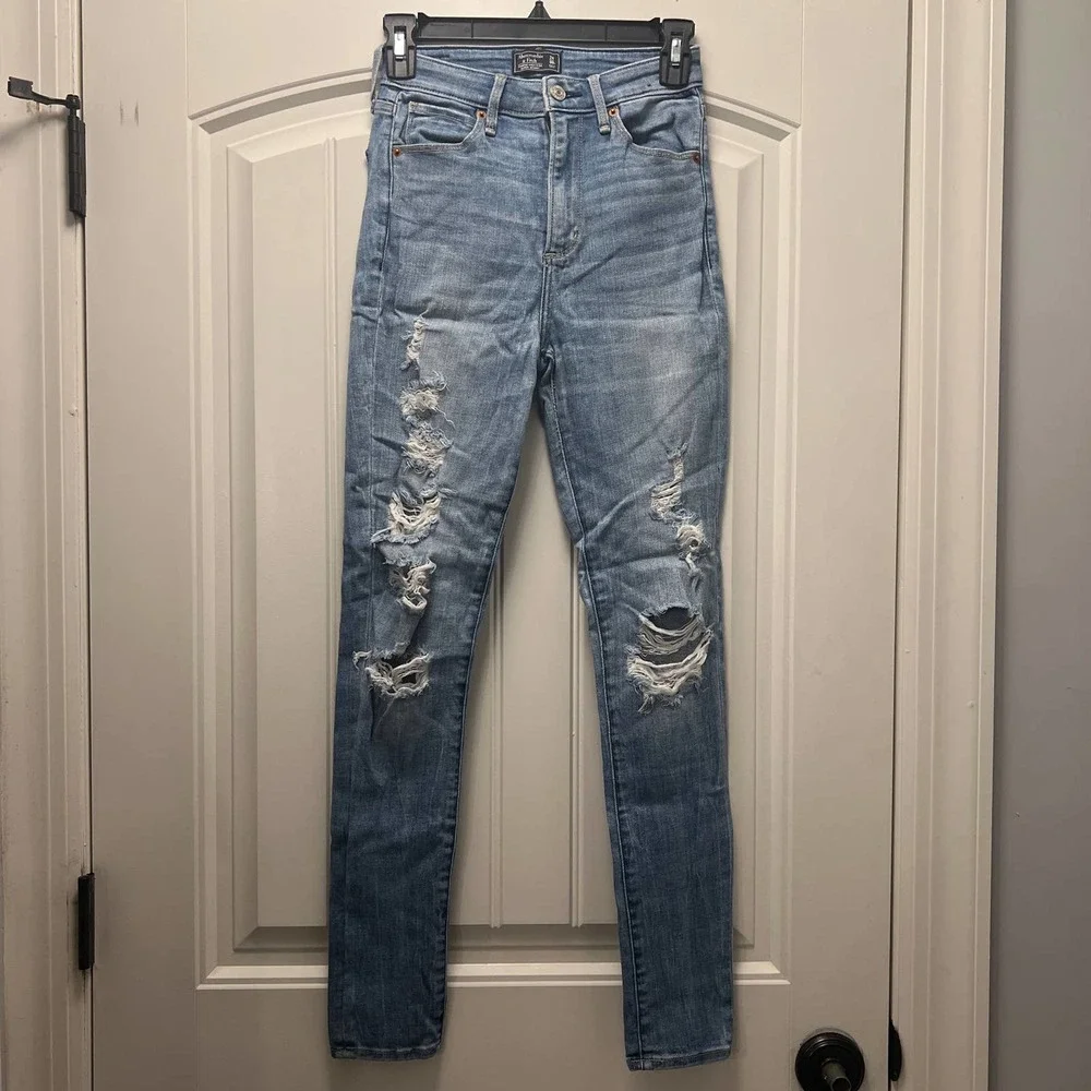Abercrombie & Fitch Simone Women's High Rise Super Skinny Denim Jeans Sz 24‎ 00R